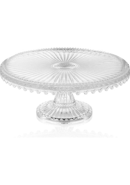 Damla El Yapımı 21 cm Ayaklı Cam Yuvarlak Sunumluk Pasta & Kek Servisi