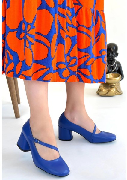 Xmpdby Kier Mavi Cilt Topuklu Ayakkabı (Numara: 37) fiyatları