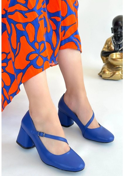 Xmpdby Kier Mavi Cilt Topuklu Ayakkabı (Numara: 37) modelleri