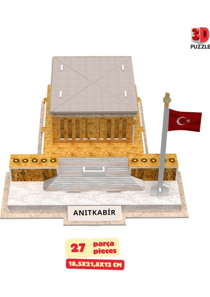 Anıtkabir 27 Parça Eğitici ve Dekoratif Kağıt Maket Kolay Montaj Çocuk ve Yetişkinler