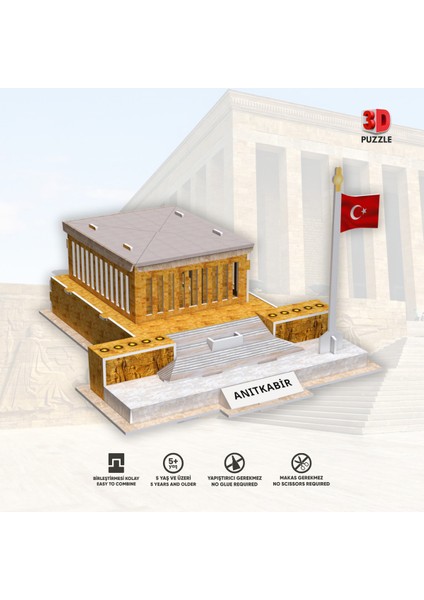Anıtkabir 27 Parça Eğitici ve Dekoratif Kağıt Maket Kolay Montaj Çocuk ve Yetişkinler modelleri