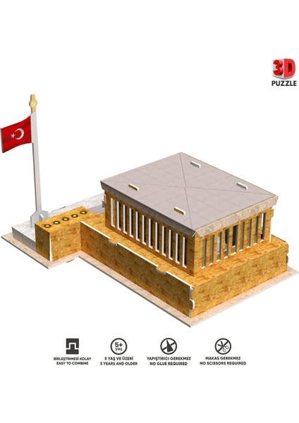 Anıtkabir 27 Parça Eğitici ve Dekoratif Kağıt Maket Kolay Montaj Çocuk ve Yetişkinler fırsatları