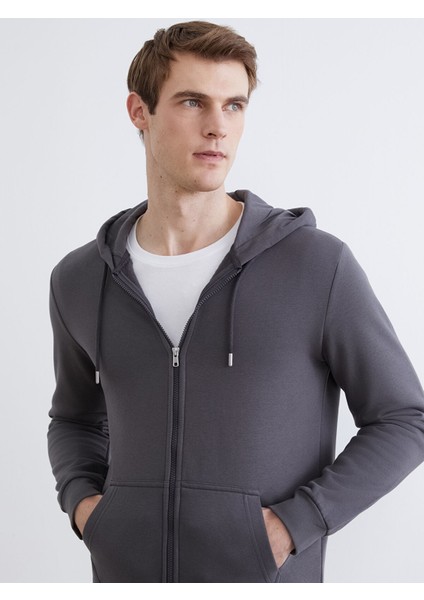 Yeni Sezon Kapüşonlu Uzun Kollu Erkek Fermuarlı Sweatshirt
