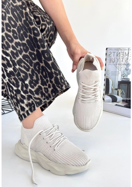 Xmpdby Henta Bej Triko Bağcıklı Spor Ayakkabı (Numara: 37)