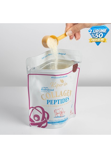 %100 Saf ve Doğal Yüksek Biyoaktif Çift Hidrolize Kolajen Peptitler Içeren Diyet Takviyesi (300GR)