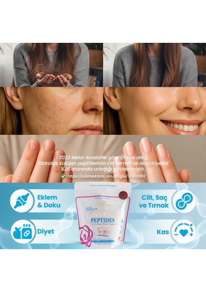 %100 Saf ve Doğal Yüksek Biyoaktif Çift Hidrolize Kolajen Peptitler Içeren Diyet Takviyesi (300GR) fiyatları
