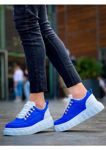 Xmpdby KB-X10 Kuback Sax Süet Beyaz Yüksek Taban Günlük Spor Ayakkabı Mavi (Numara: 42) fırsatları