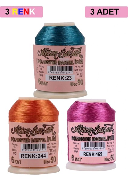 3 Adet Altınbaşak Oya ve Dantel Ipi 20 gr - - No: 244 - 465 - 023