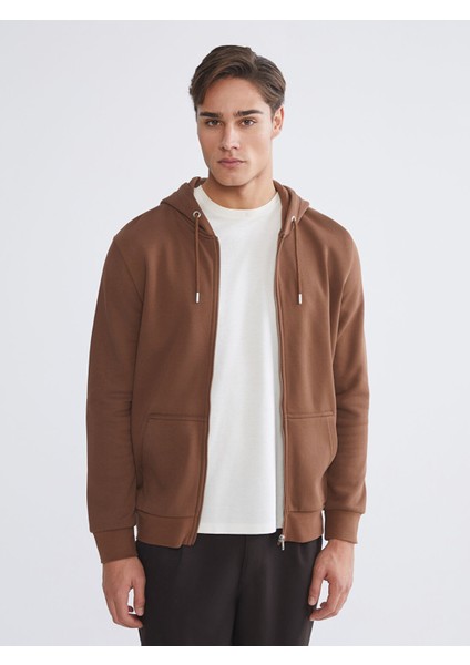 Yeni Sezon Kapüşonlu Uzun Kollu Erkek Fermuarlı Sweatshirt