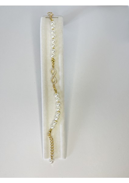 Zirkon Taşlı Sonsuzluk Figürlü Inci Bileklik modelleri