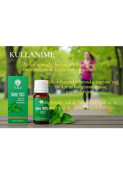 Panlıfe Nane Yağı 10 ml %100 Saf Analiz Sertifikalı ( Markamız Eczacı Kuruluşudur.) indirimleri