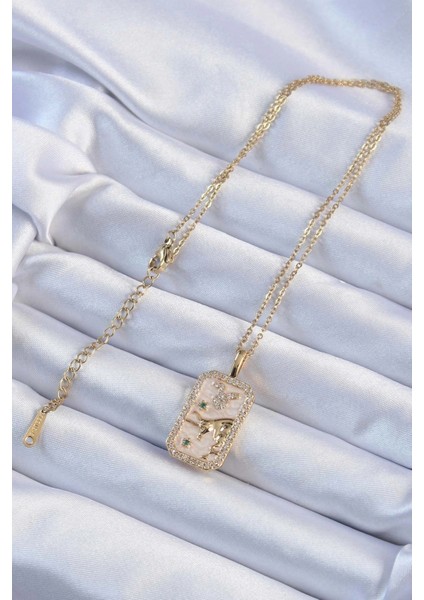 316L Çelik Zincir Altın Renk Zirkon Taşlı Boğa Figürlü Tarot Kolye fiyatları