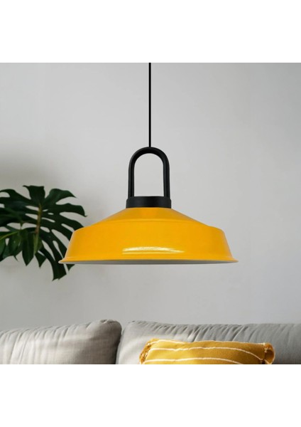 Sarı Asaletli Kilit Kafa Tekli Avize Retro Sarkıt Ofis Showroom Salon Mutfak Avizeleri