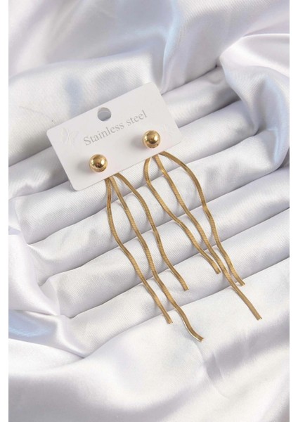 316L Çelik Altın Renk Italyan Model Topçuk Küpe