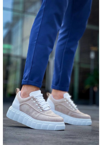 Xmpdby KB-X10 Kuback Bej Süet Beyaz Yüksek Taban Günlük Spor Ayakkabı (Numara: 42) fiyatları