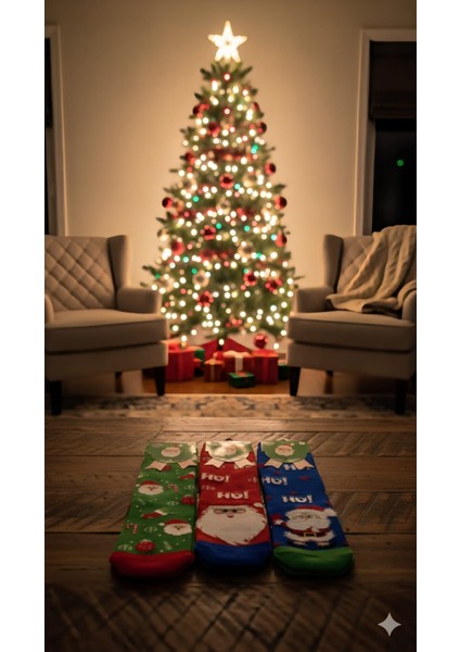 ; Noel Çocuk Çorabı 11 Yaş (36-38) ; %80 Pamuk; Yıkamalı 3 Lü Paket