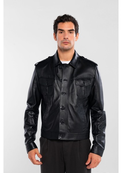 Erkek Hakiki Deri Siyah Deri Mont 415 ER-331 Erk Dr Mont SK24/25 Sıyah Dr fırsatları