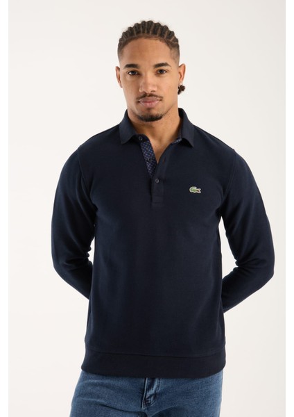 Polo Uzun Kol Lacivert Regular Fit Garnili