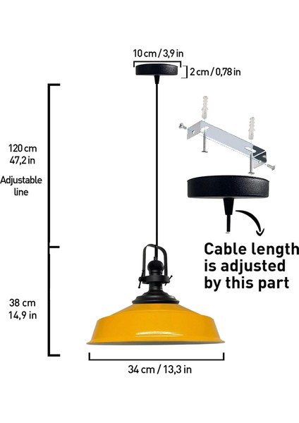 Sarı Asaletli Tekli Avize Siyah Başlık Retro Sarkıt Lamba Restoran Cafe Salon Avizeleri modelleri