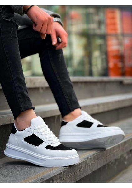 Xmpdby Kb-X8 Kuback Beyaz Siyah Cilt Yüksek Taban Günlük Spor Ayakkabı (Numara: 40)