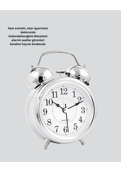 Bfs Yuvarlak Gümüş Dekoratif Işıklı Masa Üstü Saat Alarmlı Sessiz Çalışma fırsatları