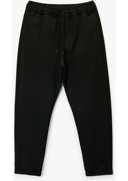 Viskon Karışımlı Duble Paça Cepli Beli Bağcıklı Pantolon