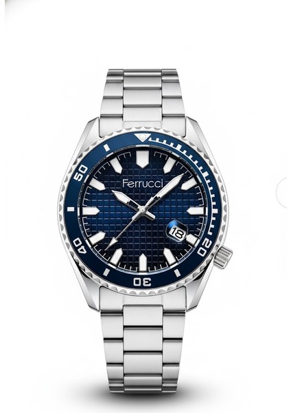 Erkek Kol Saati Mavi ve Gümüş Renk, Mavi Kadran - Şık Metal Kordon, 2 Yıl Garantili