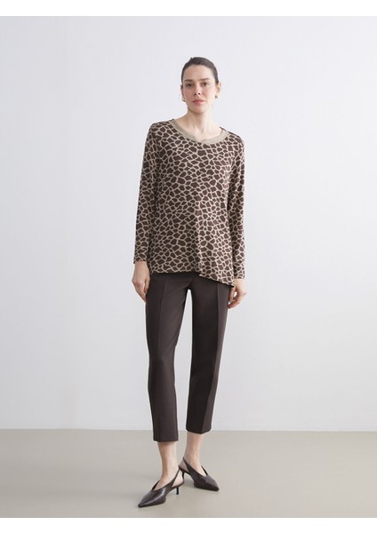 Yeni Sezon Bisiklet Yaka Leopar Desenli Kadın Tişört fiyatları