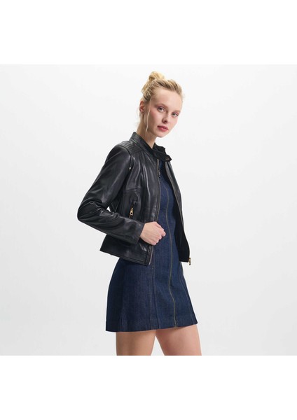 Siyah Hakiki Deri Kadın Hakiki Deri Mont - K25KDM320478-Q3H fiyatları