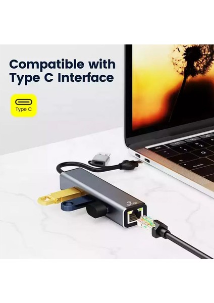 GA87 USB 3.0 ve Type-C To 3x USB 3.0 Lan Hub Adaptör RJ45 Ethernet 1000MBPS fiyatları