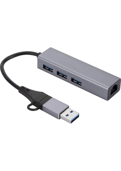 GA87 USB 3.0 ve Type-C To 3x USB 3.0 Lan Hub Adaptör RJ45 Ethernet 1000MBPS fırsatları