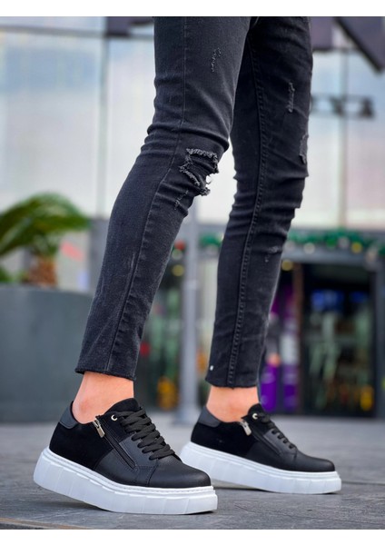 Xmpdby KB-X155 Kuback Siyah Cilt Siyah Süet Detaylı Beyaz Yüksek Taban Günlük Spor Ayakkabı (Numara: 41) modelleri