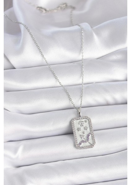 316L Çelik Gümüş Renk Zincir Yay Burcu Zirkon Taşlı Kadın Kolye fiyatları