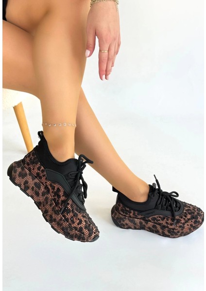 Xmpdby Rimay Kahverengi Cilt Boncuk Işlemeli Spor Ayakkabı (Numara: 38) fiyatları