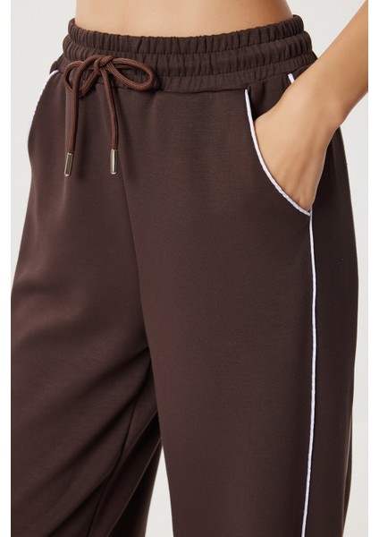 Kontrast Şeritli Modal Eşofman Altı LKB0015 Kahverengi indirimleri