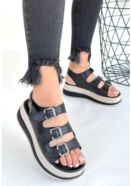 Xmpdby Jatay Siyah Cilt Sandalet (Numara: 39)