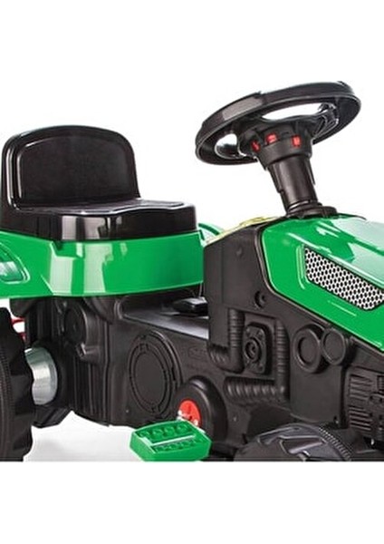 Active Römorklu Pedallı Traktör Yeşil Ergonomik Tasarım 51 cm Yükseklik 143 cm Uzunluk