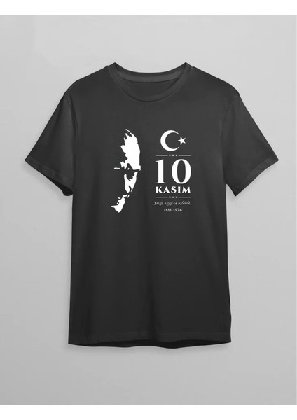 10 Kasım Atatürk Baskılı T-Shirt - Siyah