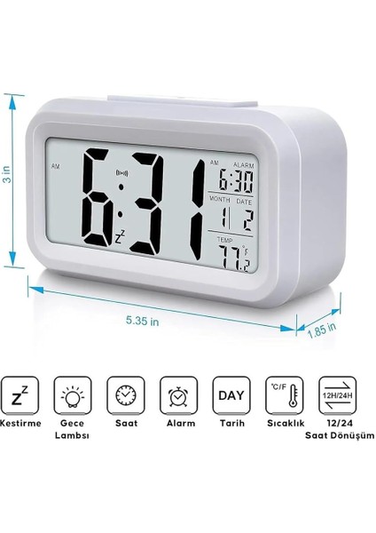 Masa Saati, Gece Görüş Sensörü Masa Saati, Iç Mekan Dijital Oda Termometresi Takvim Çalar Saat fiyatları
