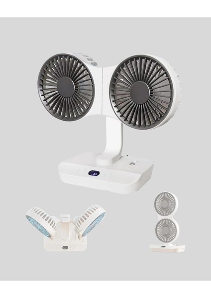 Çift Kafalı Masaüstü ve Duvar Tipi Sessiz USB Şarjlı Fan fiyatları