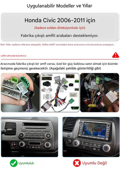 Honda Civic Wifi Gps Carplay 10.1 Inç 2+32GB Kamera Multimedya Navigasyon Sistemi - 2007-2011 Model fırsatları