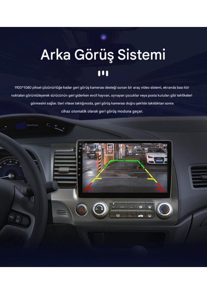 Honda Civic Wifi Gps Carplay 10.1 Inç 2+32GB Kamera Multimedya Navigasyon Sistemi - 2007-2011 Model indirimleri