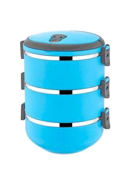 Sefer Tası Yemek Termosu Saklama Kabı Termosu 3lü - Mavi (5047)