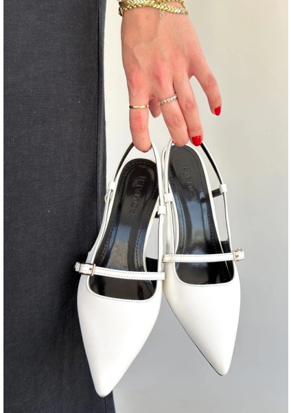 Xmpdby Darina Beyaz Cilt Topuklu Ayakkabı (Numara: 37) fiyatları