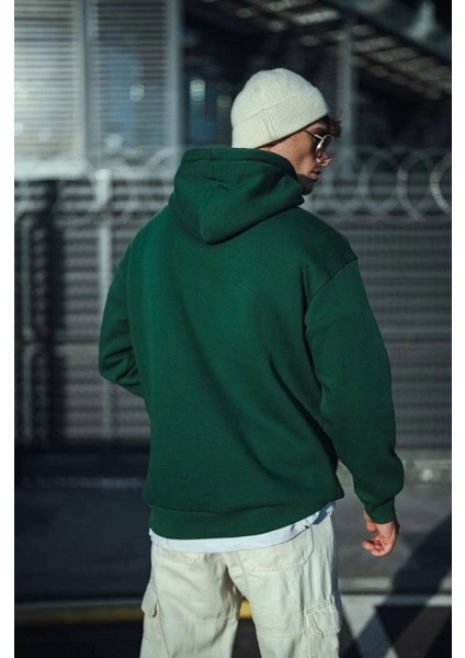 Üç Iplik Penye Kapşonlu Basic Sweatshirt - Haki