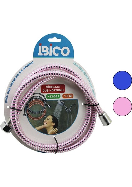 Nikelajlı Renkli Plastik Duş Hortumu Anti Twist=dolanmaz-Kıvrılmaz-Kopmaz 1.5mtkartelalı (4940