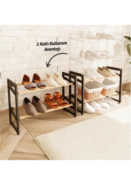 4 Katlı Ahşap Ayakkabılık