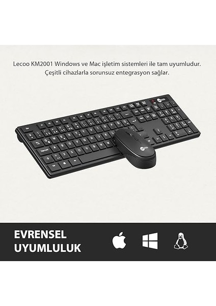 KM2001 Kablosuz Kompakt Win/mac Uyumlu Sıvı Dökülmesine Dayanıklı Sağ ve Sol Elle Kullanıma Uygun Qwerty Türkçe Dizilim Tam Boyutlu 1200DPI Optik Fare Türkçe Q Klavye Mouse Seti Siyah indirimleri
