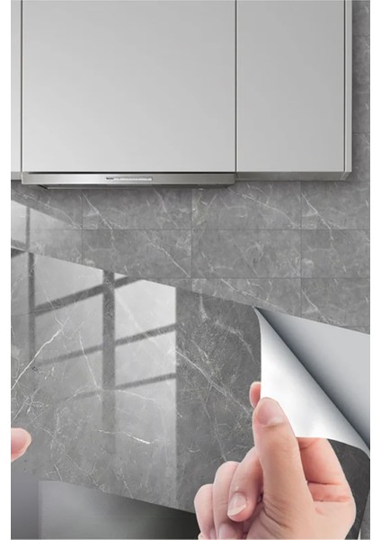 Gri Mermer Desenli Plastik Duvar Sticker Duvar Kağıdı Şık Zarif 60X30 Duvar Kağıdı 1 Adet