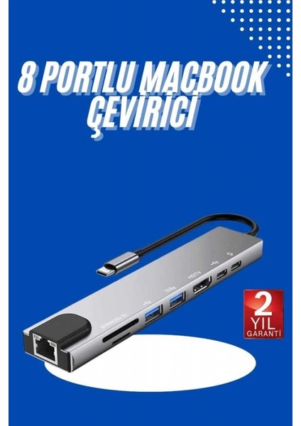 USB Type-C Hub Dönüştürücü Çevirici Çoklayıcı Macbook Çevirici 8 Portlu fiyatları